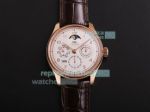 Swiss Replica IWC Portuguese Perpetual Calendar Rose Gold Case White Dial Brown Leather Watch